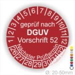 Prüfplaketten DGUV Vorschrift 52 Prüfung Krane in Rot