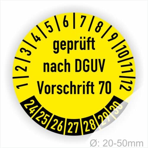 Mehrjahres-Prüfplakette „Geprüft nach DGUV Vorschrift 70, grün