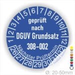 Prüfplakette, Prüfsiegel zur Prüfung von Hebebühnen nach DGUV Grundsatz 308-002 Starjahr- 26, Farbe- Blau