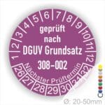 Wartungsplakette, Prüfsiegel zur Prüfung von Hebebühnen nach DGUV Grundsatz 308-002 Starjahr- 26, Farbe- Lila
