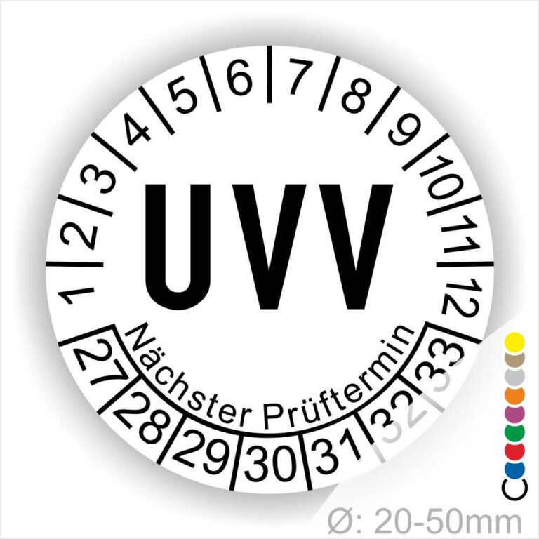Produktbild von UVV Nächster Prüftermin Aufkleber 30mm – Prüfplaketten Für Wartung & Sicherheit