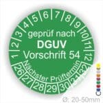 Prüfplakette DGUV Vorschrift 54 Unfallverhütungsvorschrift Winden, Hub- und Zuggeräte in Grün